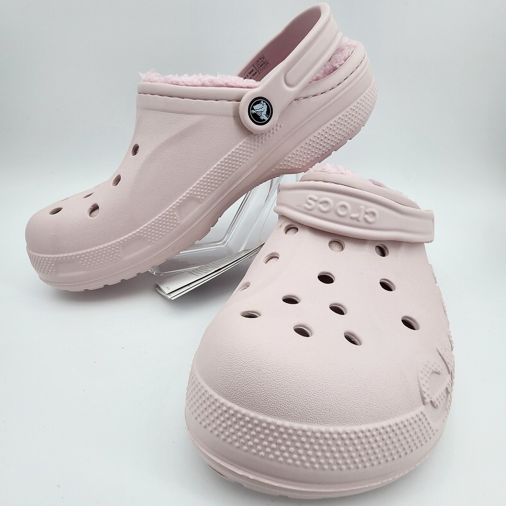 Crocs Classic Lined Clog Men 11 Pink Fuzz Fleece Slip On Comfort Casual NWT